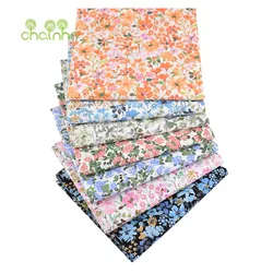 Chainho,Printed Plain Weave Poplin Cotton Fabric,DIY Quilting Sewing Material,Patchwork Cloth,Floral Series,4 Specification