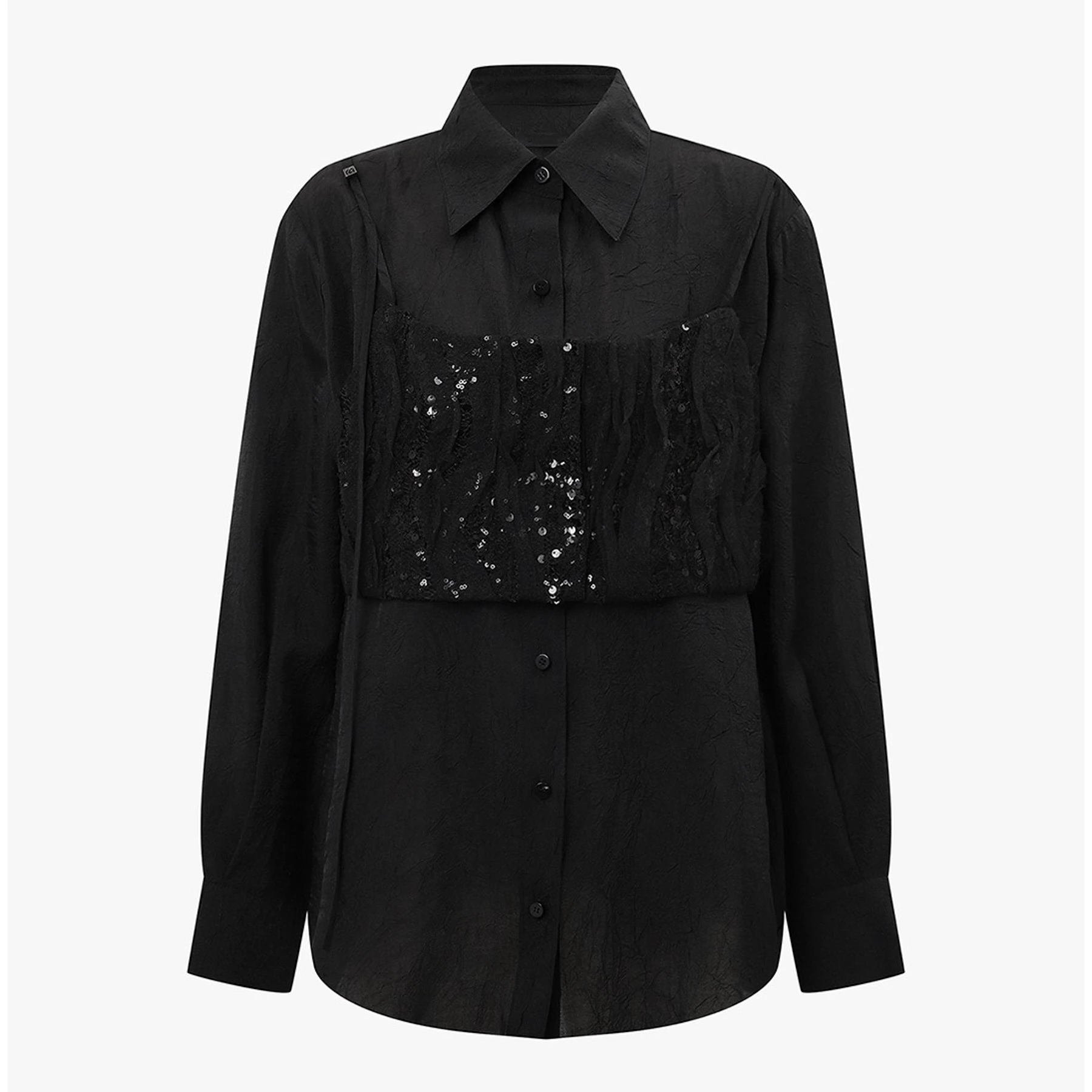 Ele Lemon Cheese MCHAA 25 Inizio autunno Colletto a strati irt pieghettato Set in due pezzi Busin da donna Casual Vestibilità ampia Lunga...