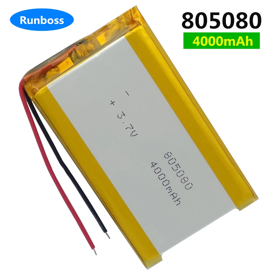 3.7V 4000mAh 805080 855080 Lithium Polymer DIY Cell Battery for MP3 MP4 MP5 GPS PSP Mobile PAD MID DVD Power Bank PC 8*50*80mm