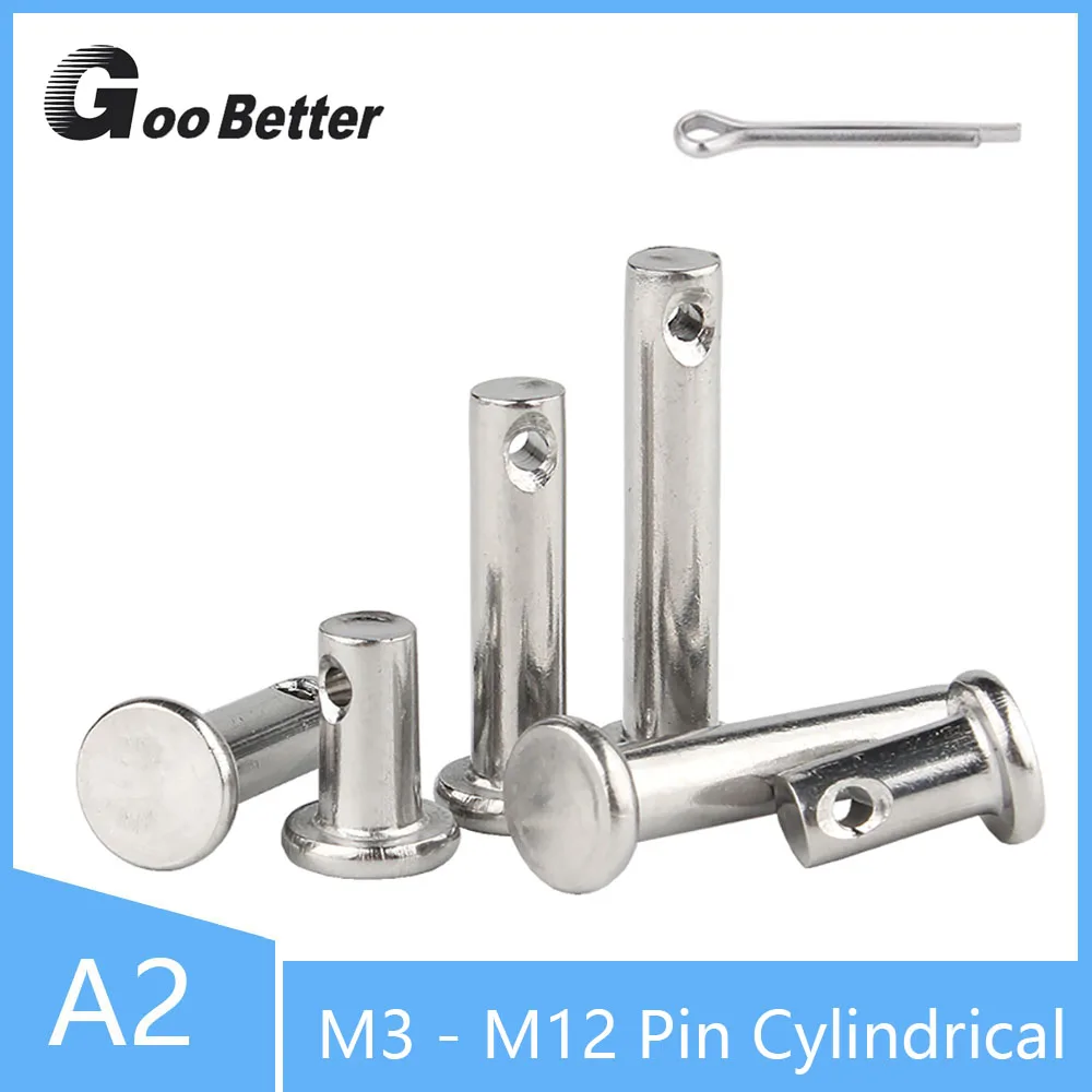 M3 M4 M5 M6 M8 M10 M12 Pin Flat Head Cylindrical Pin With Hole A2 304 Stainless Steel Cylindrical Clevis Bolt