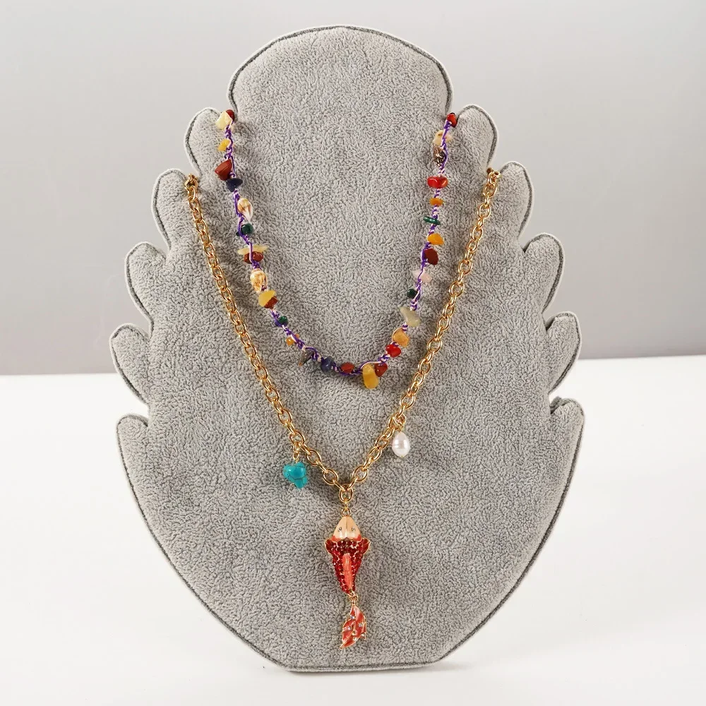 

Beach Fish Necklace Mermaid Pendant Craft Fine Women's Necklace Stainless Steel Jewelry Party Wearing Bohemian Style