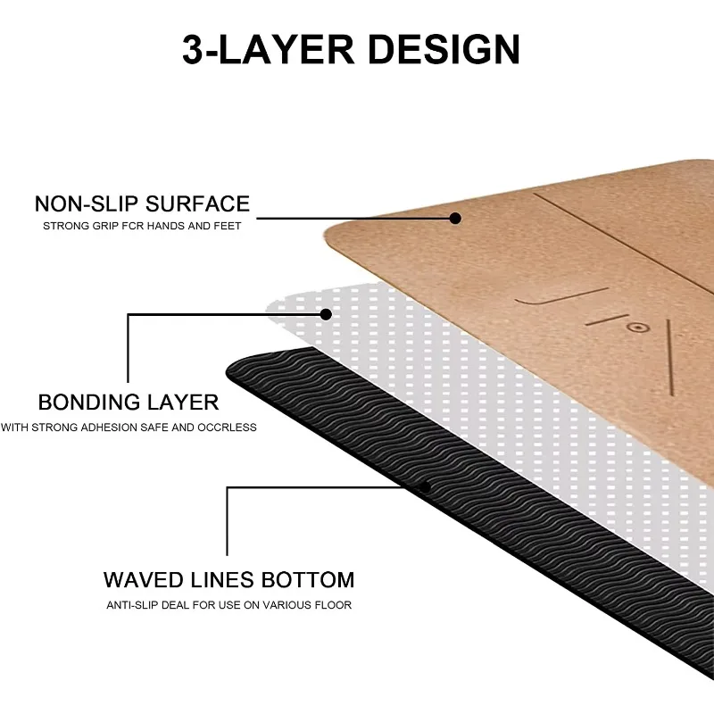 YTYIN Hot Natural Eco-friendly Fitness Outdoor Practice Pilates Floor Exercise Canvas Bag Waterproof Cork Yoga Mat