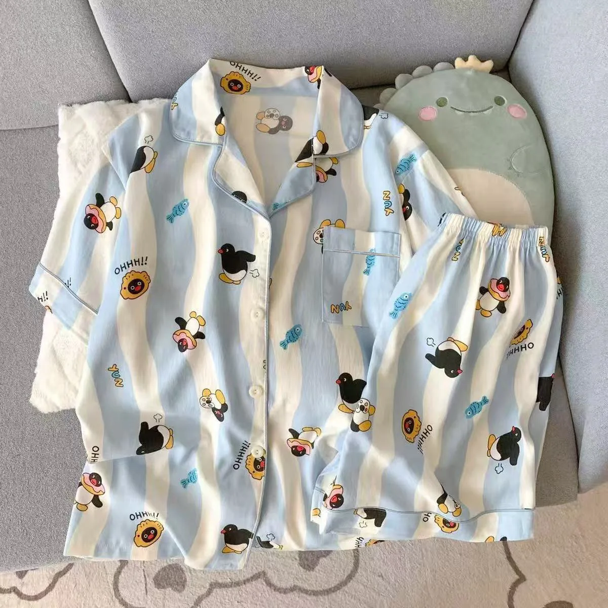 Star Striped Dog Print Kawaii Pajamas for Women Y2K Fashion Lapel Neck Women's Pajamas Summer New Sweet Cute Home Wear Woman image 6