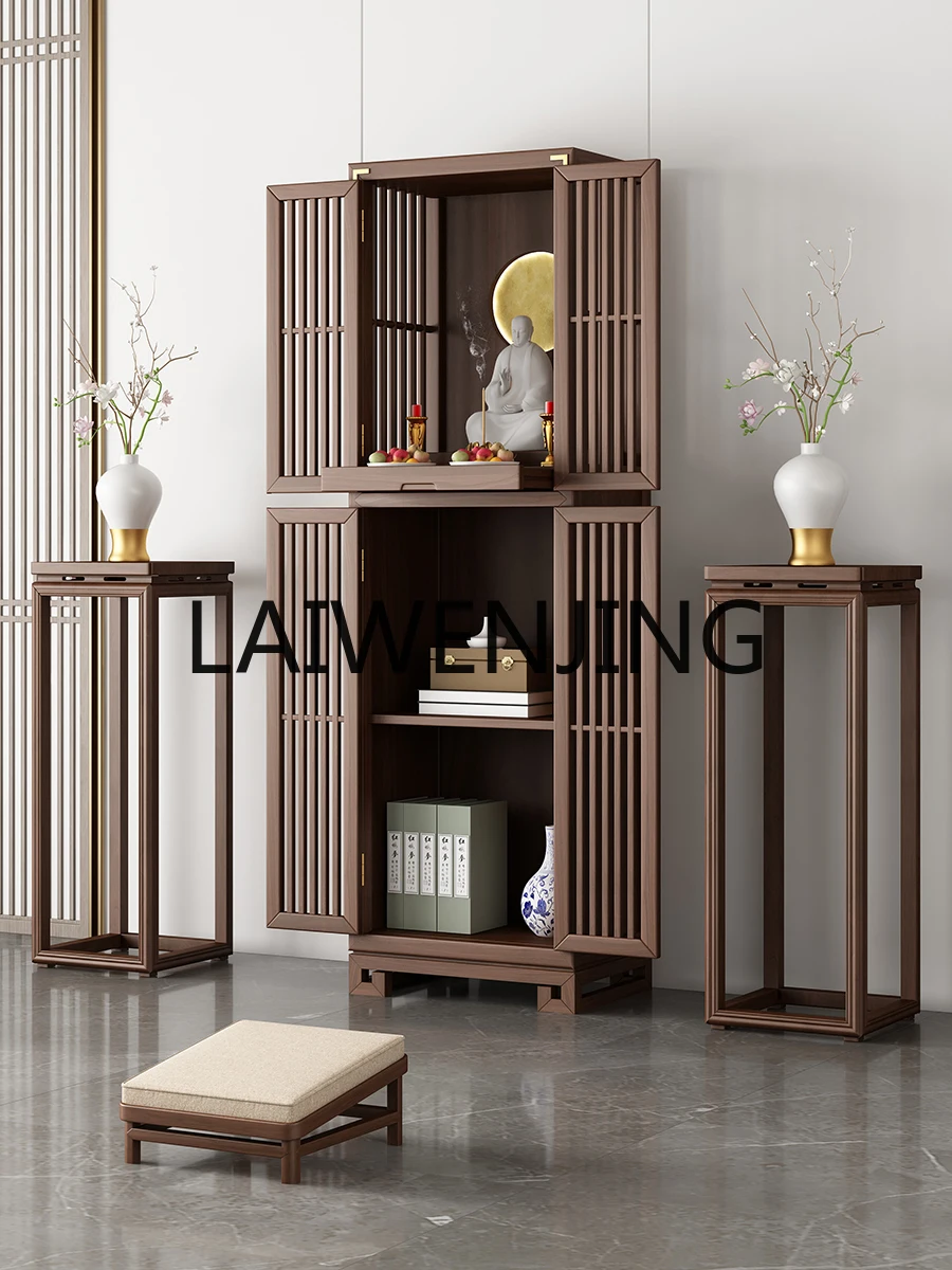 

RWJ New Chinese Style Standing Buddha God of Wealth Cabinet with Door Shrine Customization