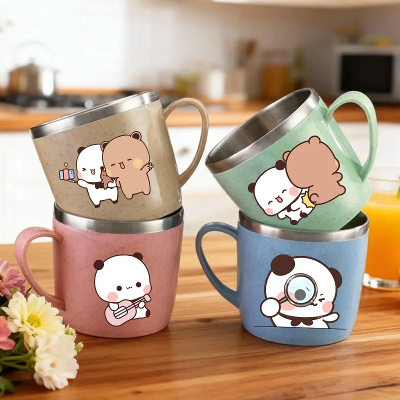 Yier Bear Panda Wasserbecher Bubu Dudu Cartoon Anime Edelstahlbecher Unisex Hitzebeständiger Milchkaffeebecher Zahnbürstenbecher