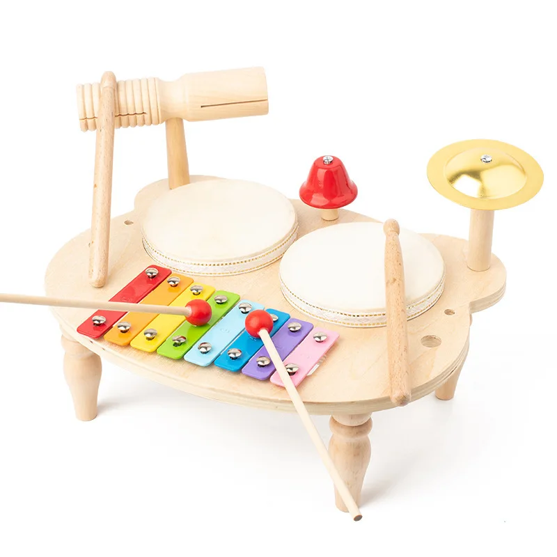 Multi Functional Music Toy wooden All in one Kids Drum Musical Instruments Set toy