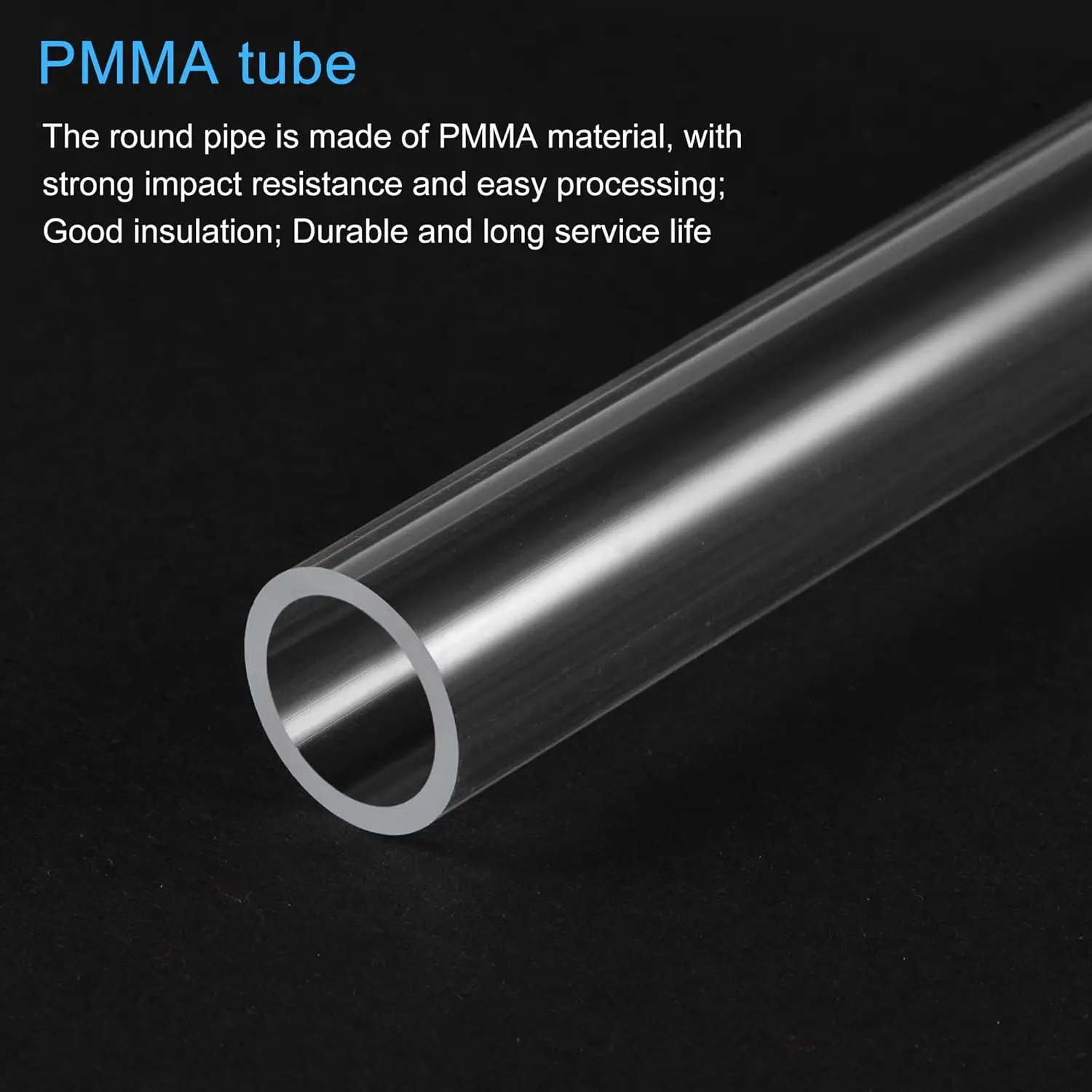 Pipa Akrilik Tabung Bulat Kaku Bening 66Mm(2 5/8 Inci) ID 70Mm(2 3/4 Inci) OD 350Mm untuk Lampu dan Lentera, Sistem Pendingin Air