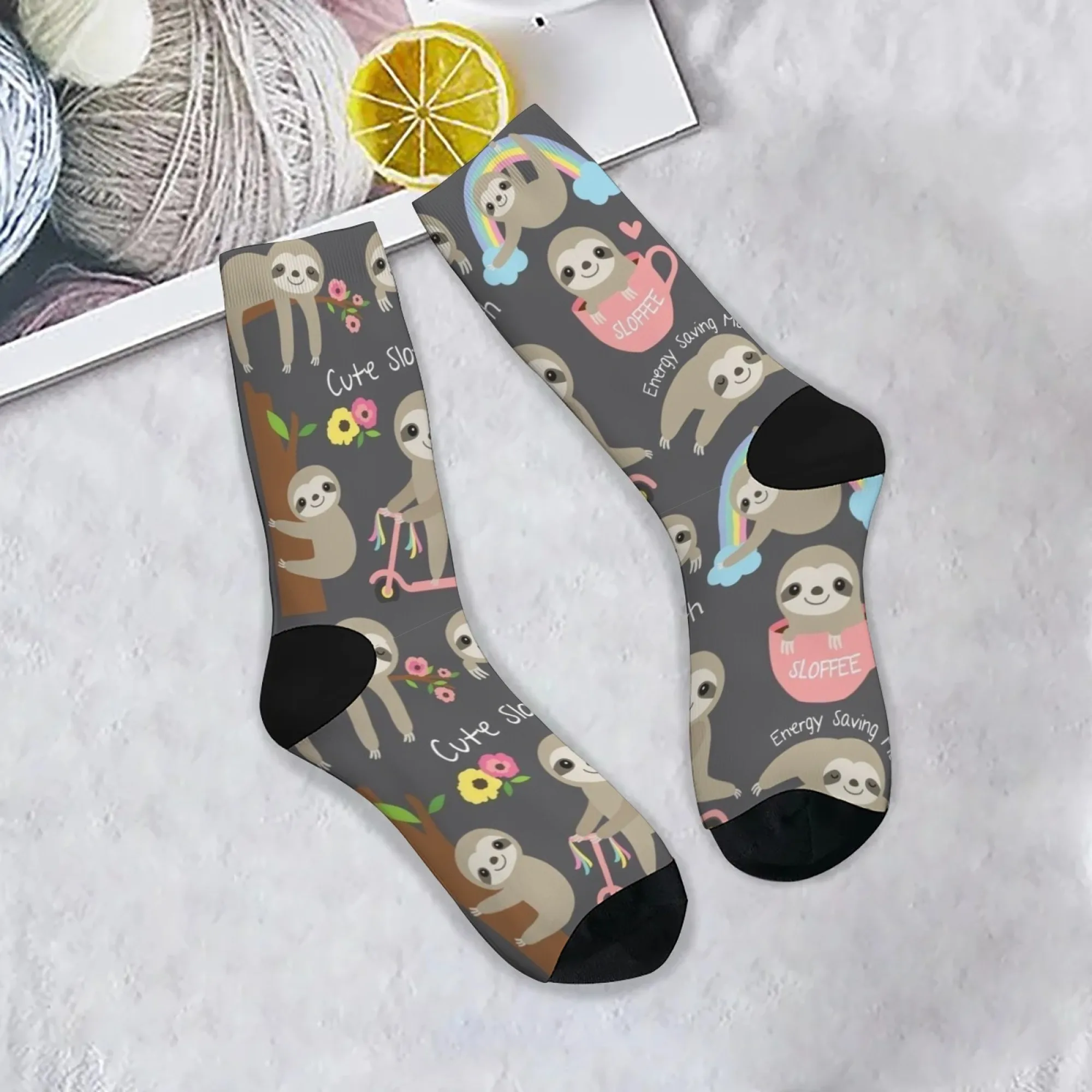 “Cute Sloth” print Socks Novelty Funny Crew Socks Harajuku Style Retro Trend Street Hip Hop Socks Holiday Party Gift