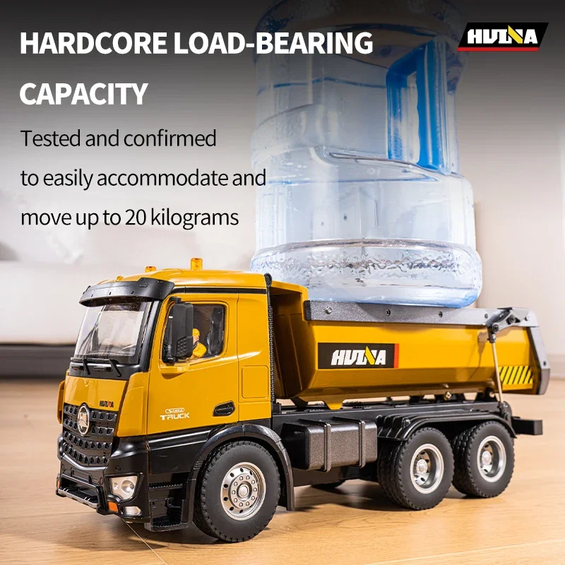HuiNa 1/14 1573 RC Truck 2 Batteries 10 Channel 2.4G Remote Control Loader Truck Engineering Vehicle RC Toy Gift for Boy