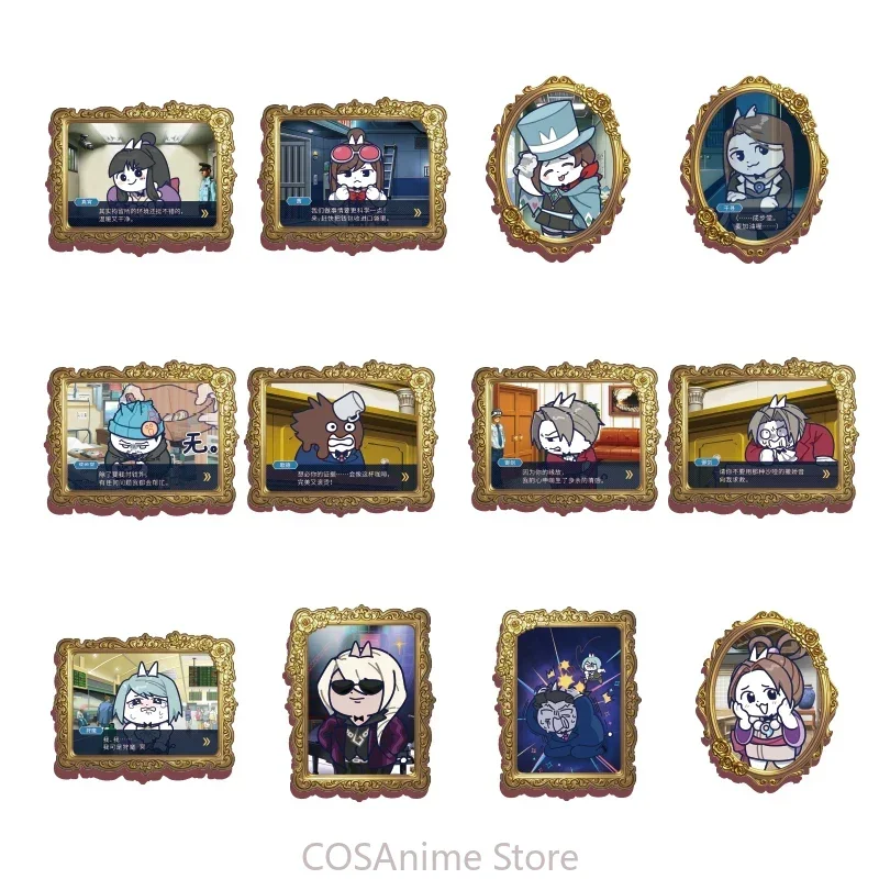 

Official Ace Attorney Cute Iconic Scene Refrigerator Magnet Colleagues Phoenix Wright Miles Edgeworth Pearl Fey Anime Gift
