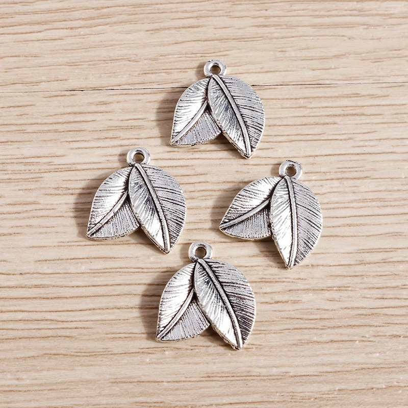 Tusember 20 Stück Legierungs-Pflanzenanhänger, Metall-Blatt-Blumen-Baum-Charms für Schmuckherstellung, Ohrringe, Halsketten, DIY-Armband-Zubehör – Detail 31