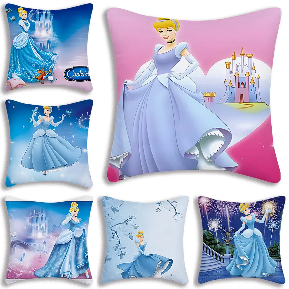 

Cartoon Kawaii Cinderella Pillow Covers Cartoon Sofa Decorative Home Double-sided Printing Short Plush Cute Cushion Cover