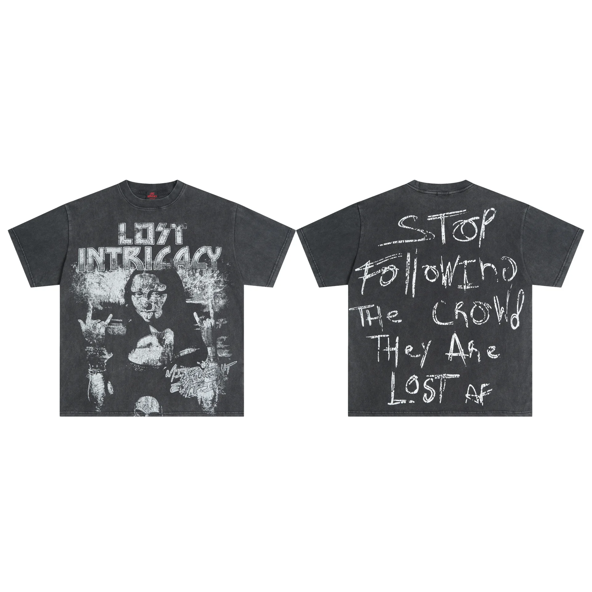 Simple Cracked Letters Print T Shirt Best Quality Cotton Oversized Tee Vintage Washed Black Splash-Ink Lost Intricacy T-Shirt