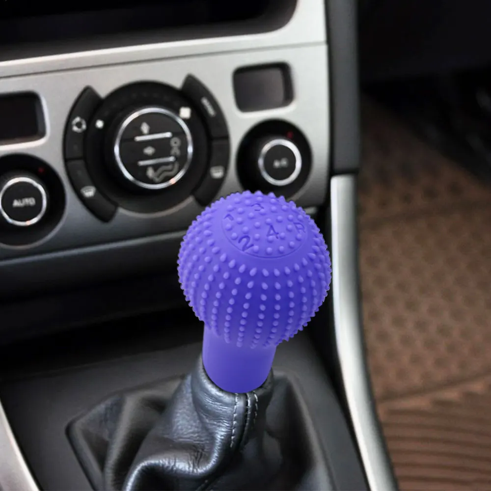 Car Gear Shift Knob Cover Silicone Universal Round Manual Shifter Handbrake Knob Non-slip Cover Interior Parts