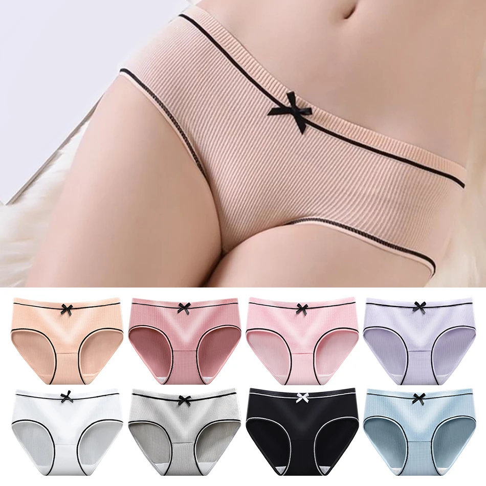 Comfortable Skin friendly Breathable Women Ribbed Style Mid Waist Panties Cute and Sexy Options for Modern Teen Girls Wardrobe