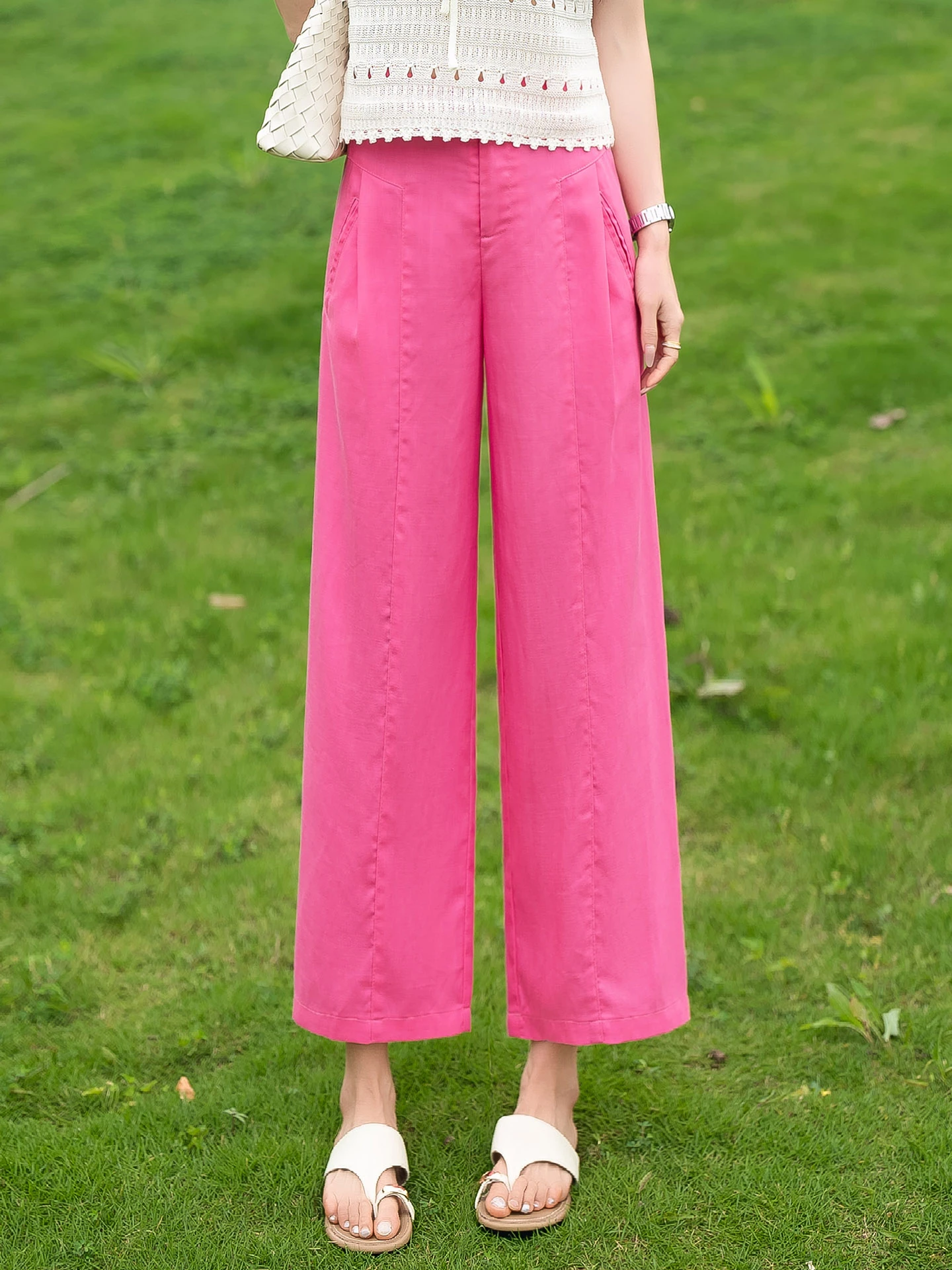 High Waist Loose Fit Straight Leg Linen Wide Leg Pants Women's Summer Thin New Small Size Casual Loose Straight Pants