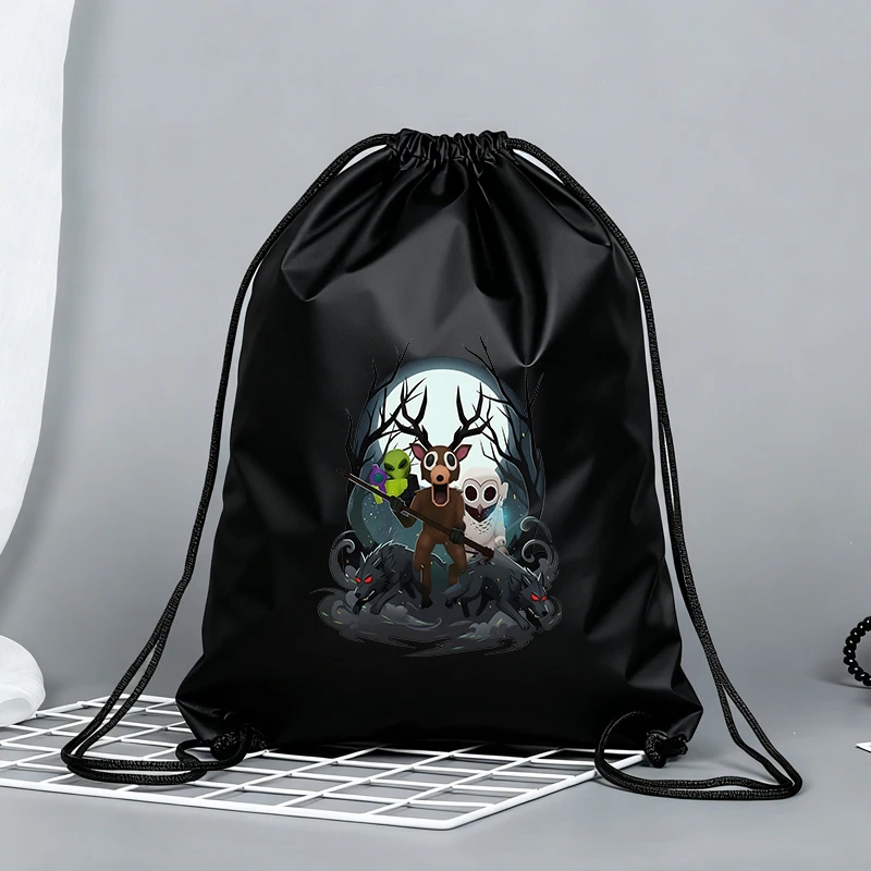 99 Nights in The Forests Drawstring Bags Cartoon Bundle Pockets Anime Portable Storage Bag Pouches Boys Girls Shoulders Bag Gift
