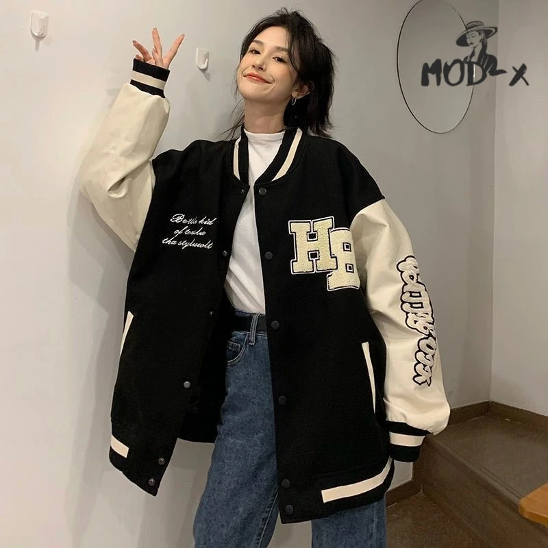 MODX American Retro Baseball Wear Female Autumn And Winter Thick Color Contrast Design Sense Of Niche Jacket Jacket Female