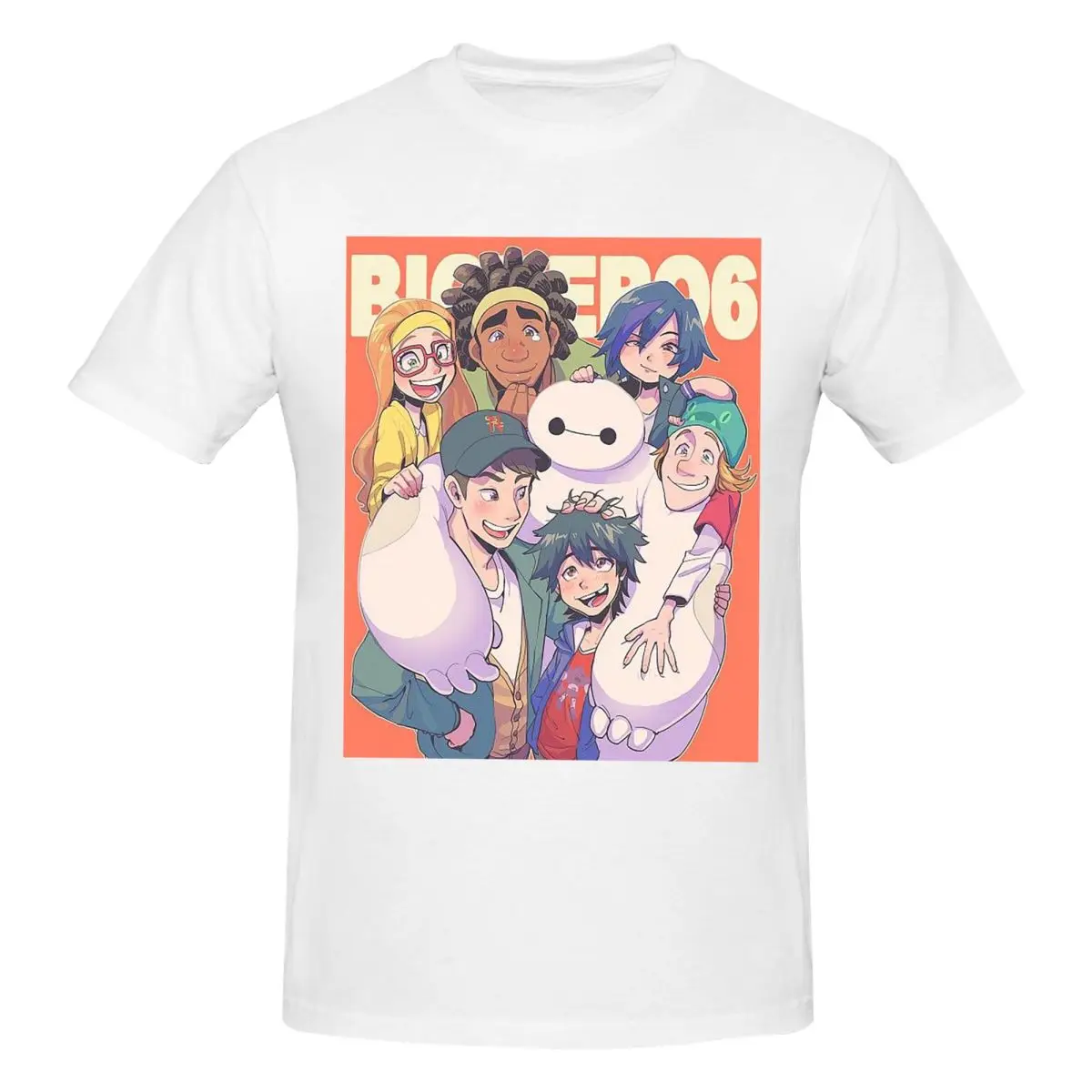 Big Hero 6 Disney T-Shirt for Men Cotton Oversized T Shirts Men's Short Sleeve Crew Neck Summer Clothes Tops S-6XL