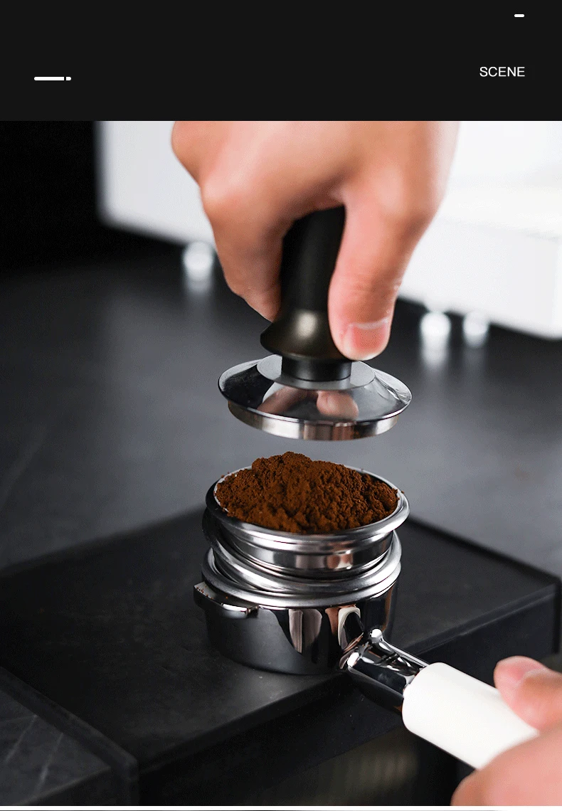 51mm 54mm 58mm Kaffee Filter Korb Edelstahl Kaffee Pulver Schüssel Kaffee Griff Bodenlose Universal Kaffee Pulver schüssel – Detail 3
