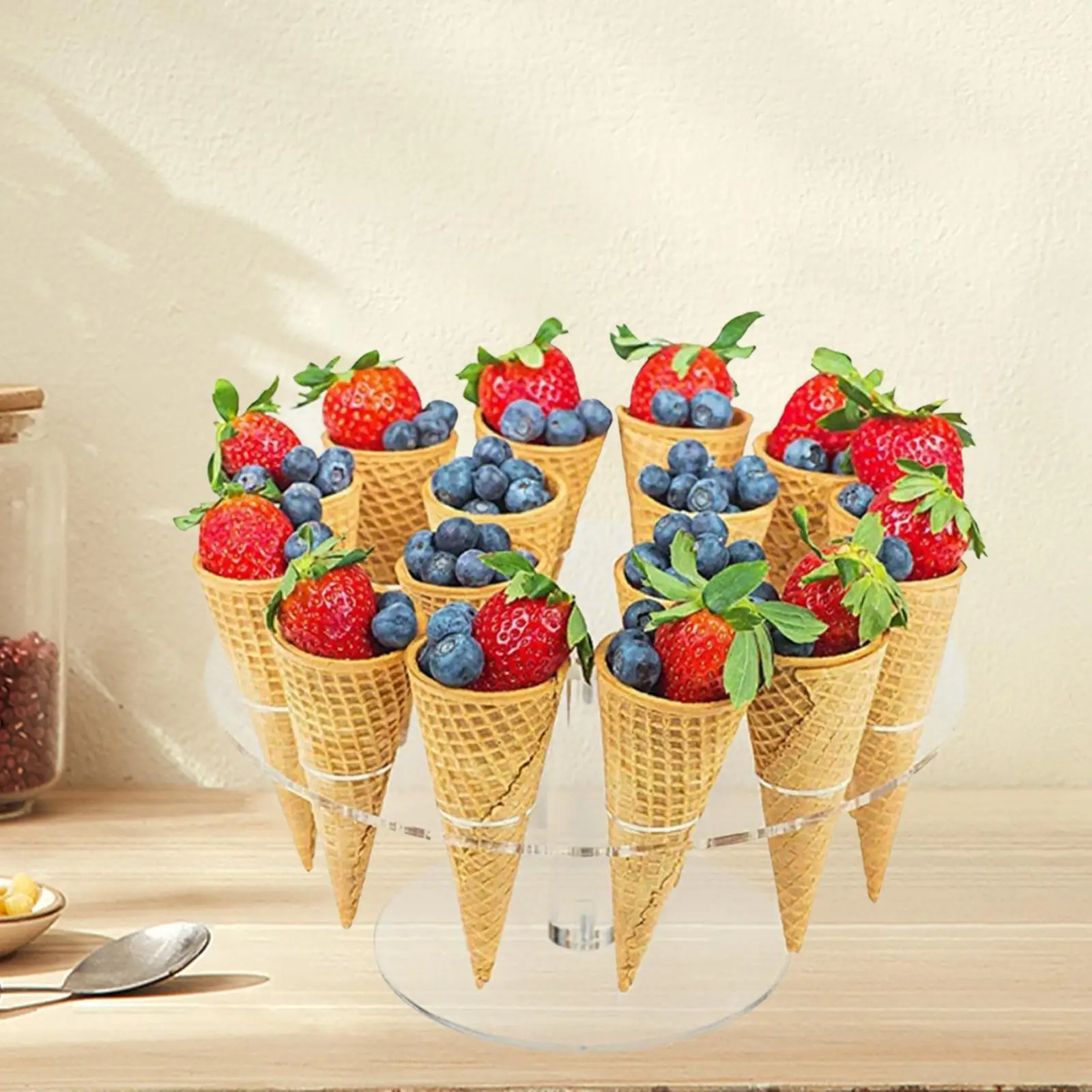 

Ice Cream Cone Holder Waffle Cone Holder Multi Holes Display Rack for Buffet