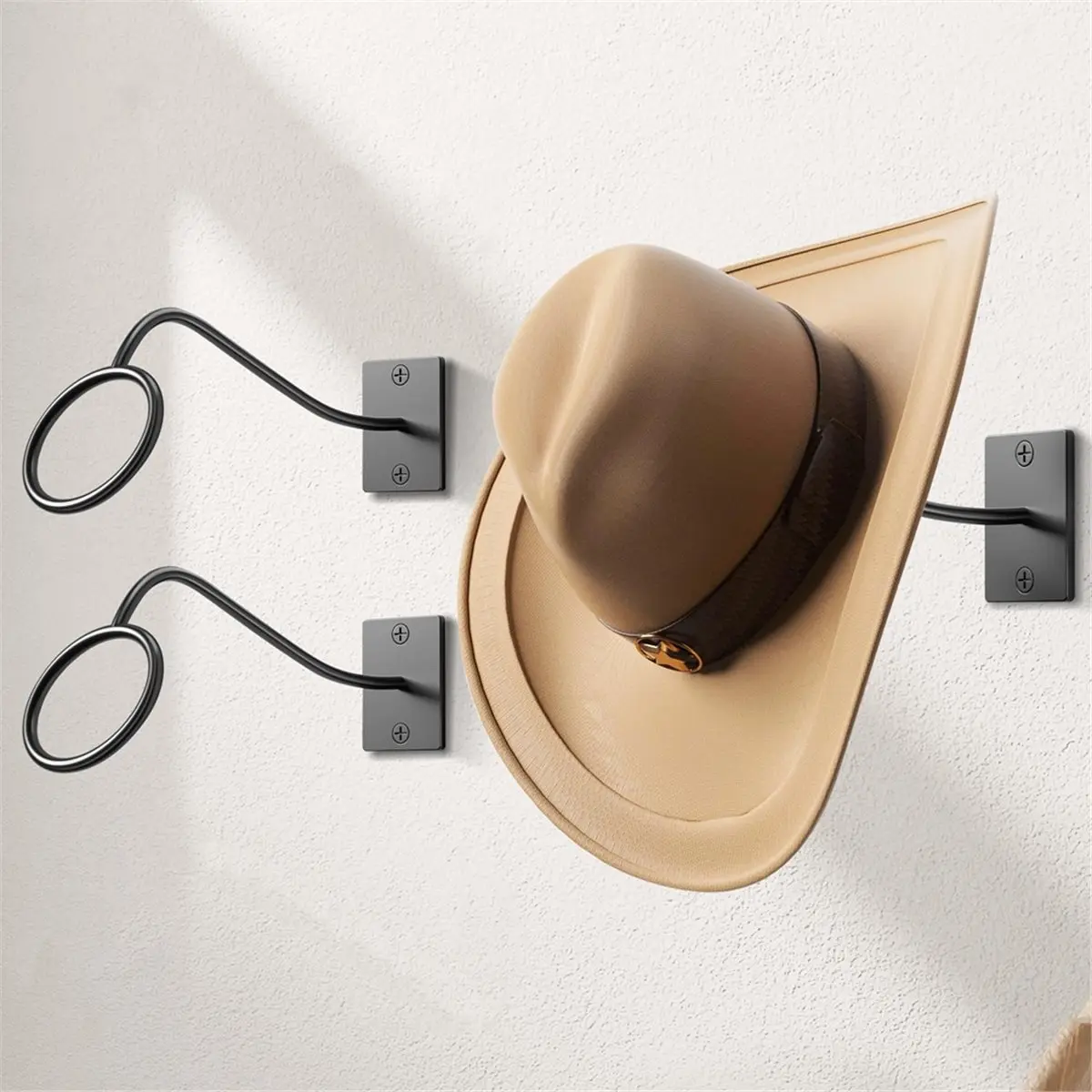 Home Tool 2 Pack Cowboy Hat Holder, Hat Rack for Wall Mount, Metal Hat Organizer Storage Cowboy Hats Hanger Hooks for Wide Brim