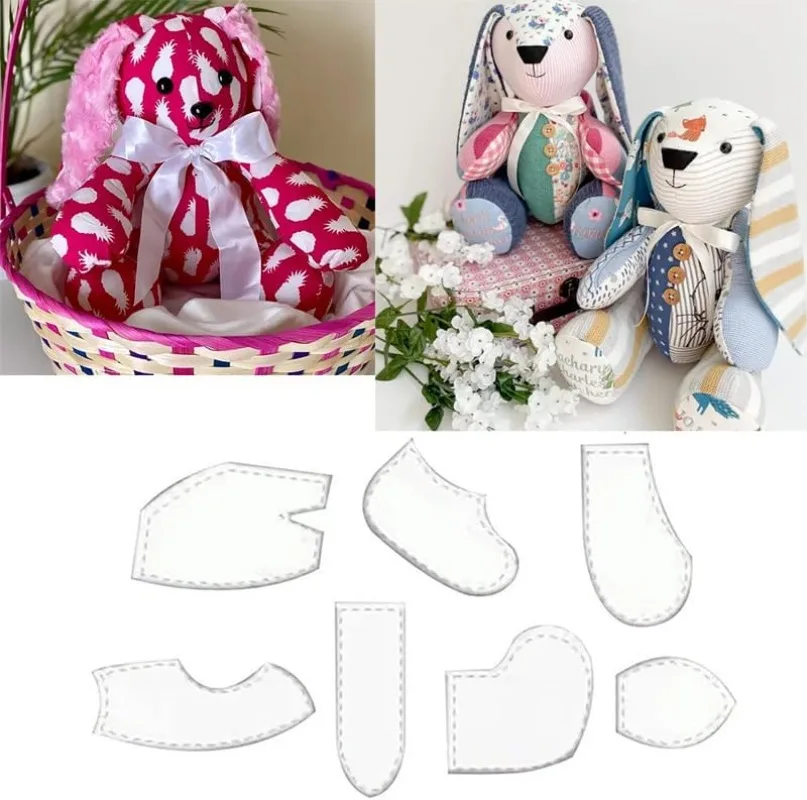 7Pcs Memory Rabbit Acrylic Quilting Template Set Sewing Ruler Tool with Guide for DIY Doll Making Patchwork Gift Decoration