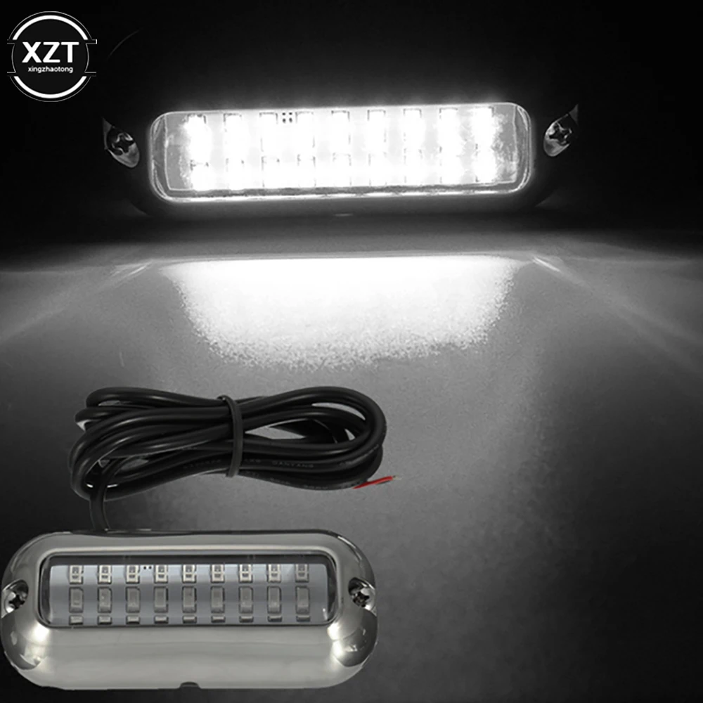 27LED Stainless Steel Boat Transom Light Underwater Pontoon Marine Ship Boat Accessories Light Waterproof Marine Lights Supplies