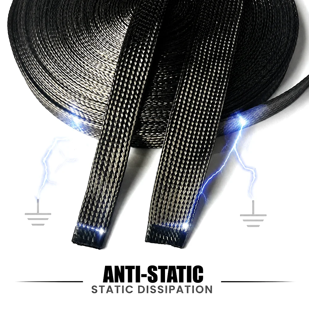 black Carbon Fiber Sleeve ID 4~80mm Flame retardant/corrosion-resistant/high-temperature equipment cable protective cover