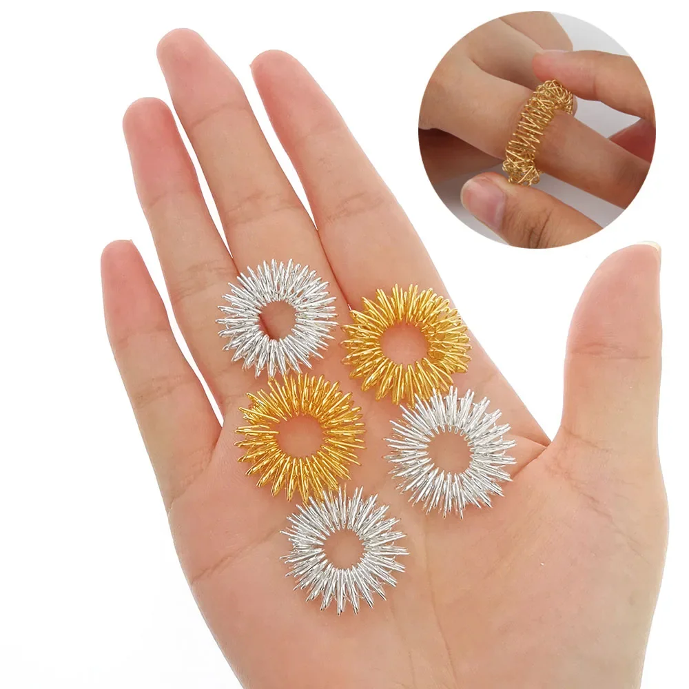 5-15pcs Acupressure Rings Spiky Sensory Finger Rings Set for Teens Adults Stress Reducer Massager Stress Relief Fidget Toys