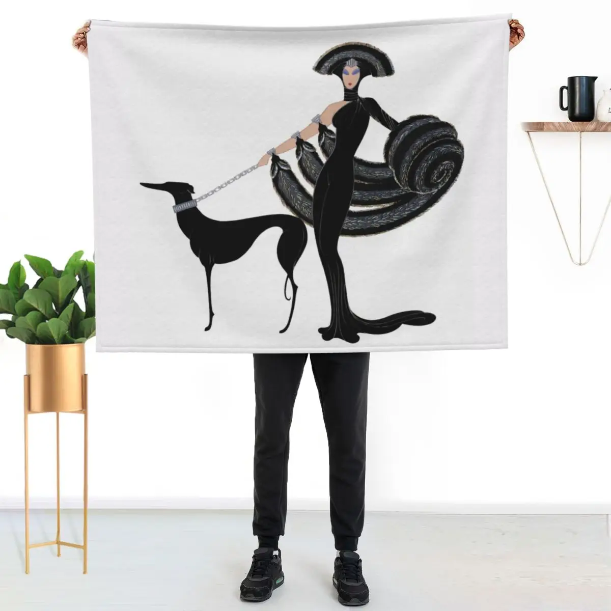 Art Deco era Haute Couture Fashion illustration Throw Blanket Spring Fall Cozy Throw Blanket for Couch