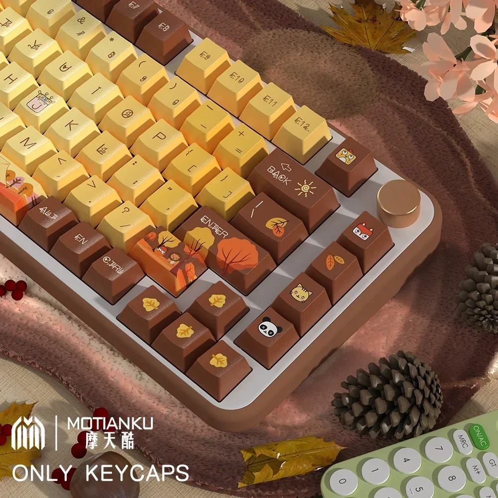 Animal World Theme For WOB RAINY75 Keycaps PBT MDA/Cherry Profile DYECartoon Keycaps For  LEOBOG Hi75 Hi8 Alice Sugar65 Keyboard