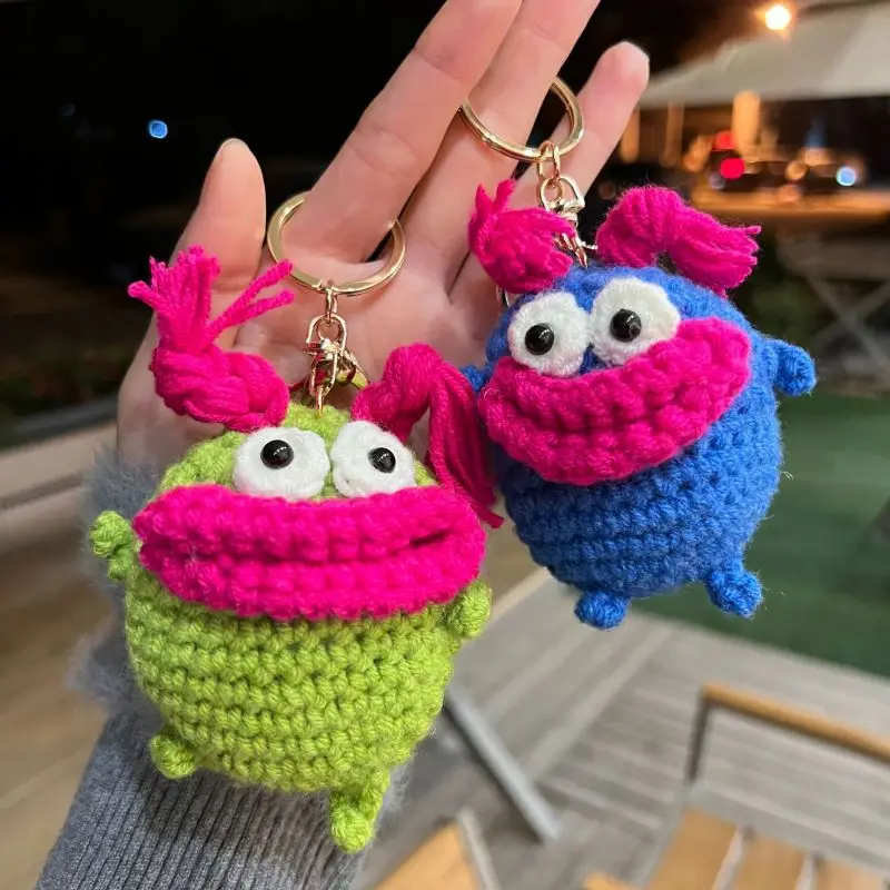 

Funny Sausage Mouth Doll Crochet Keychain Creative Knitting Potato Doll Keyring Car Keys Accessories Cute Knitted Bag Pendant