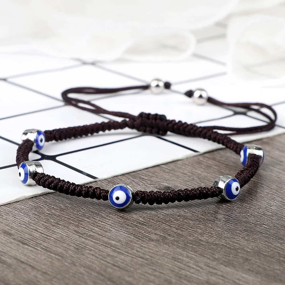 Vintage Blue Evil Eye Braided Bracelets Couple Multiple Colors Nylon Rope Knitted Adjustable Bangles for Men Women Reiki Jewelry