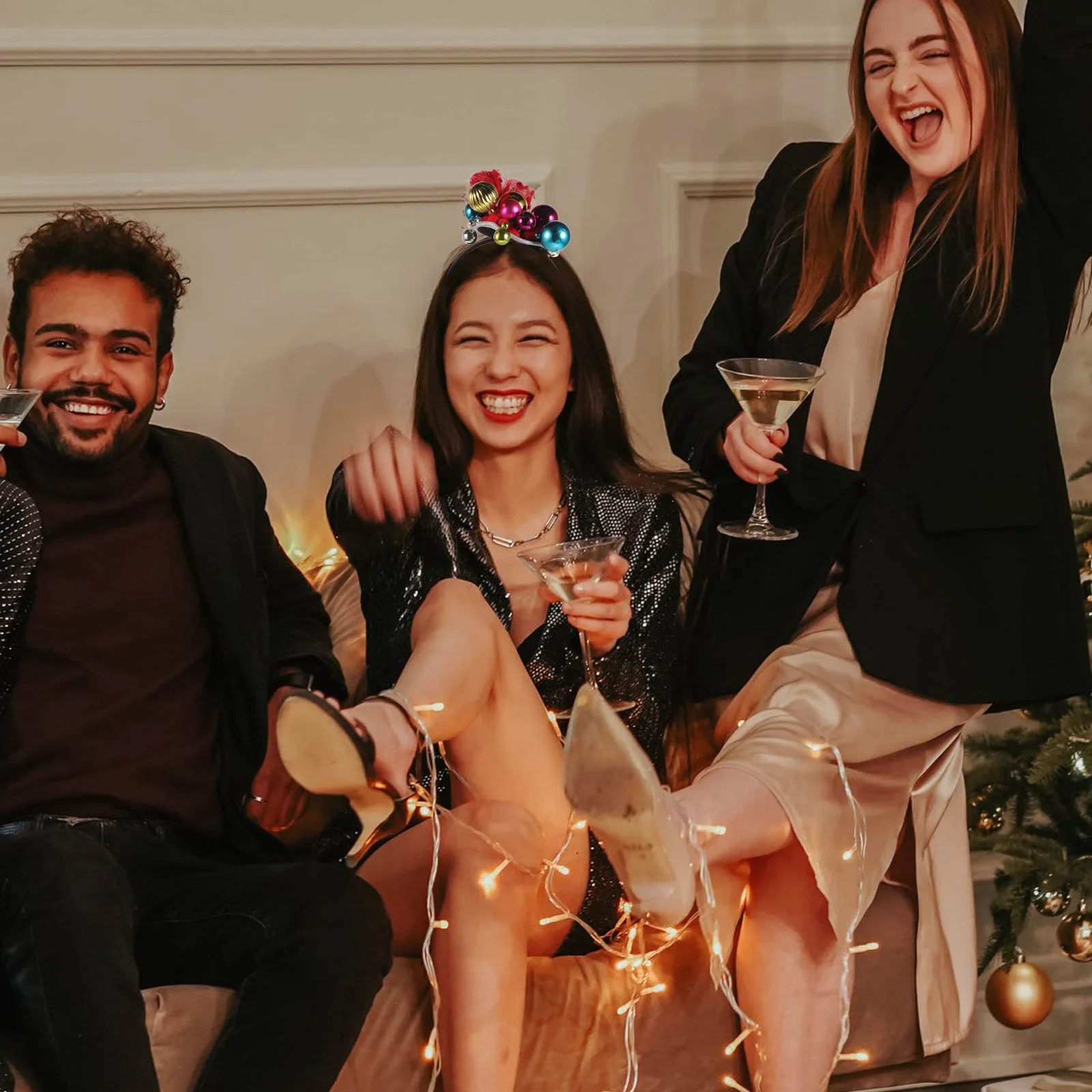 

2 pcs Christmas Hair Hoops Festival Head Hoops For Adults Holiday Party Decorative Hair Bands Xmas Carnival Accessories