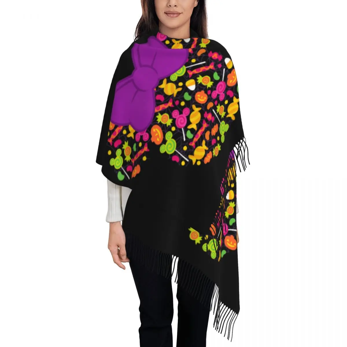 

Custom Minnie Mouse Tassel Scarf Women Soft Shawls Wraps Lady Winter Scarves