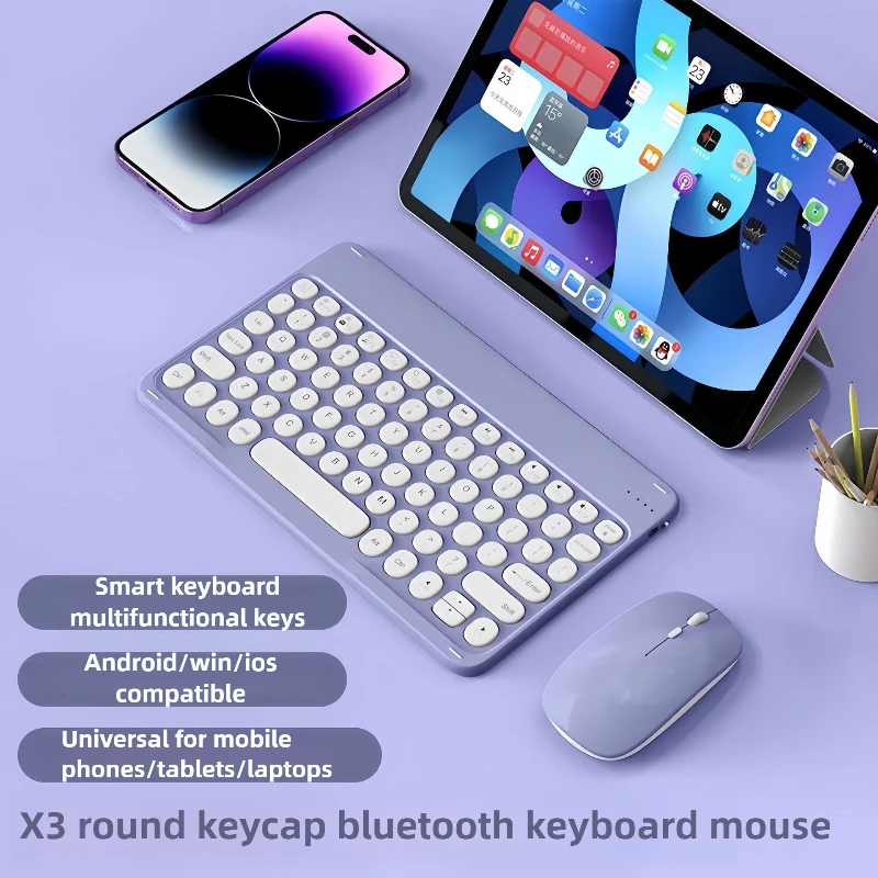 

English Rechargeable Bluetooth Keyboard 10 Inch and Mouse Set for Laptop Computer 2.4G USB Wireless Keyboard and Mouse Combo