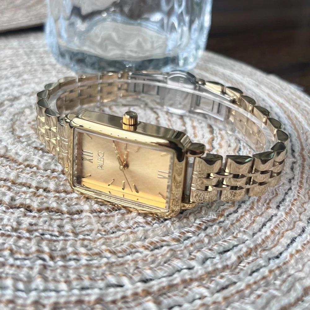 

Роскошные винтажные женские часы с прямоугольным циферблатом из нержавеющей стали, элегантные модные водонепроницаемые кварцевые женские наручные часы