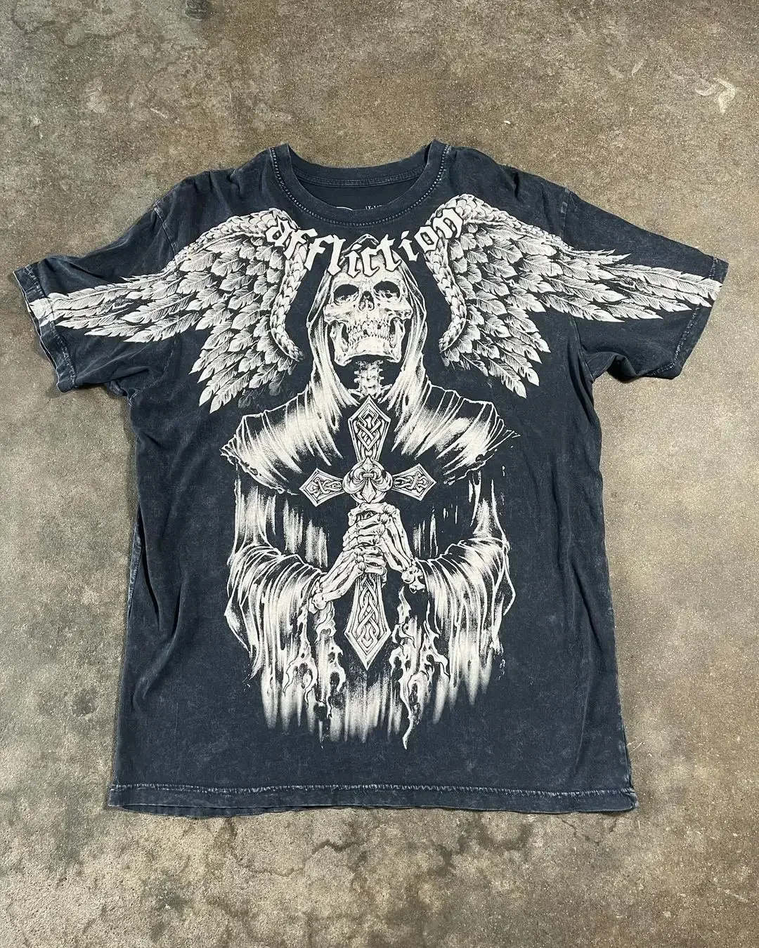 New Long sleeved Affliction T shirt Y2K Hip Hop Round Neck