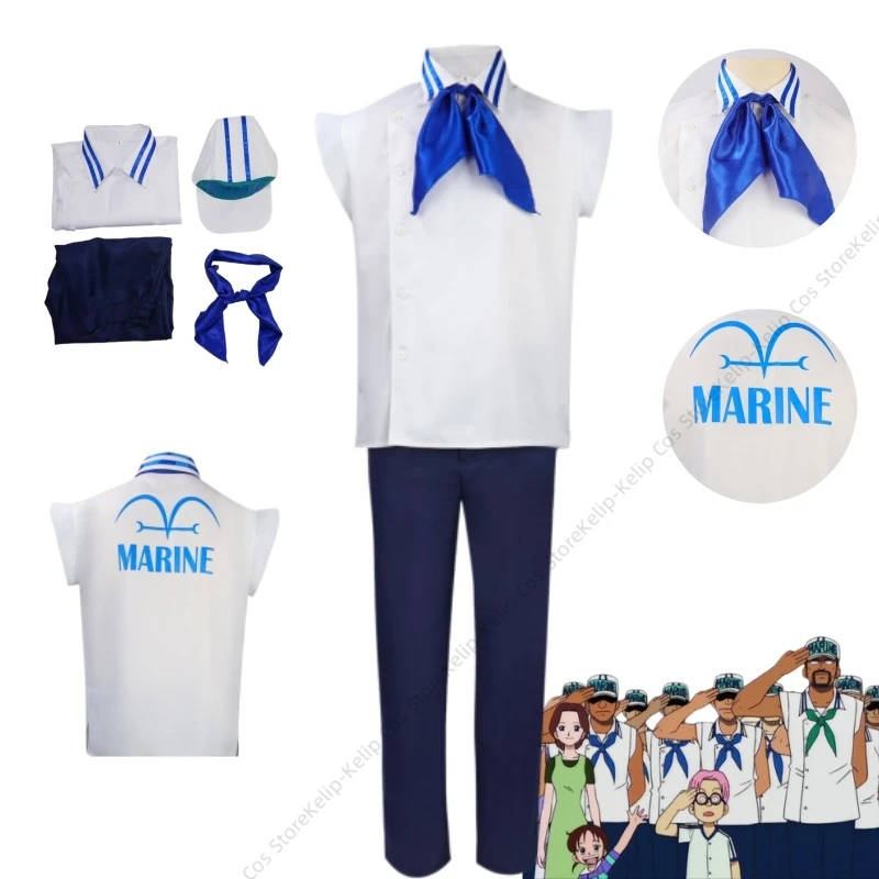 OP Marine Soldier Cosplay Costume Navy Uniform Sailor Suit Anime Halloween Party Outfits For Adult Men Clothing Apparel Sets