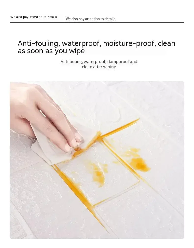 70CM x 2M 3D Wandaufkleber Nachahmung Ziegel Wasserdicht DIY Selbstklebende Tapete für Wohnzimmer Küche Schlafzimmer Home Decor – Detail 5