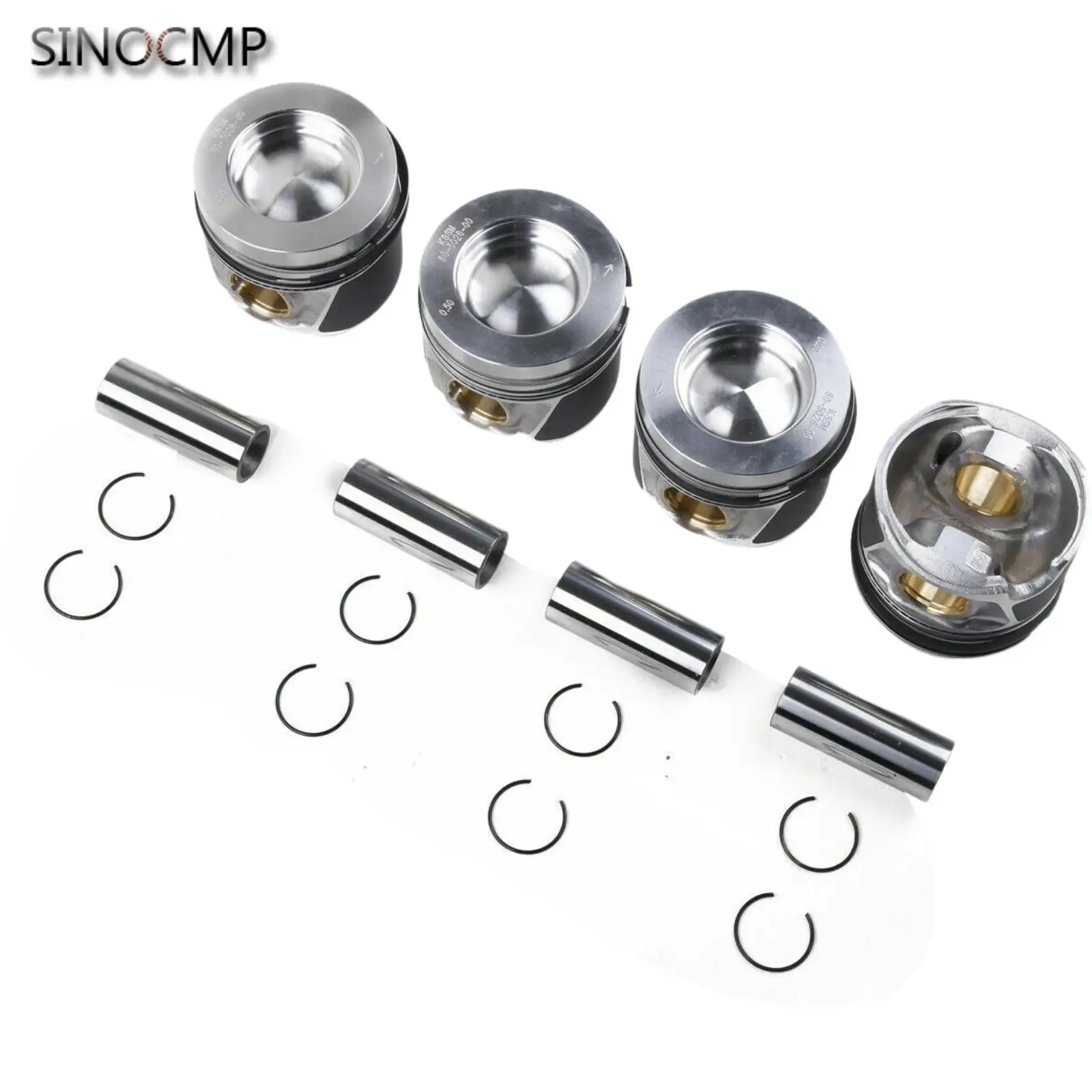 Pistons + Rings Set 03L107065M for VW Jetta Golf Passat Audi 2.0 TDI CJAA  Engines Components Pistons Rings Rods  Accessories