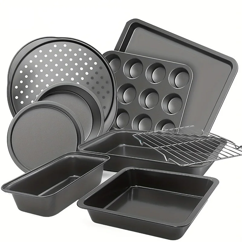 

7-Piece High Quality Nonstick Carbon Steel Bread Cake Baking Dishes Pans Set Bakeware Sets for Round Square Cake Cookie Pan