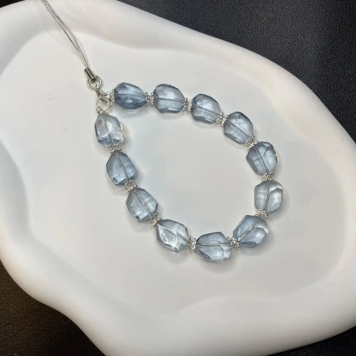 

Роскошный синий ремешок для телефона с кристаллами и бусинами, элегантный геометрический шнурок с камнями, защита от потери, подвеска ручной работы для сумки, подарок