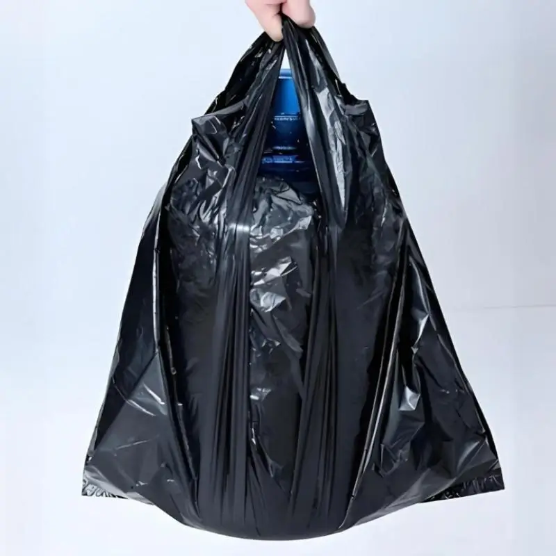 100 Stück große, robuste Müllsäcke, schwarze Müllsäcke mit Kordelzug für Küche, Rasen, Büro und gewerbliche Nutzung