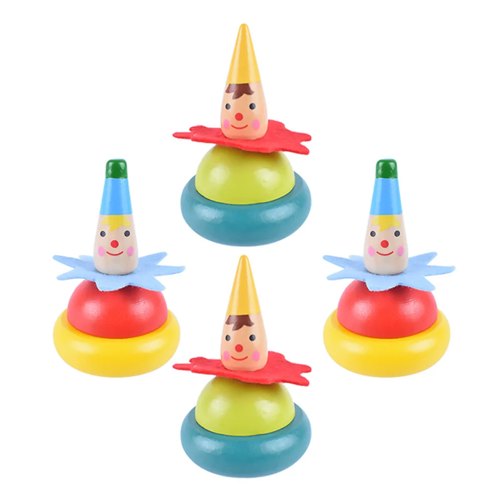 4 Pcs Nostalgia Spinning Top Child Toy Household Kids Gyro Wooden Interactive Adorable Children