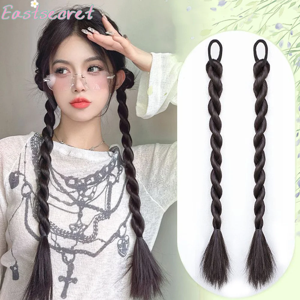 이스트 더블 포니테일 트위스트 브레이드 도파민 스윗 쿨 걸스 복싱 튀긴 반죽 트위스트 합성 가발 브레이드