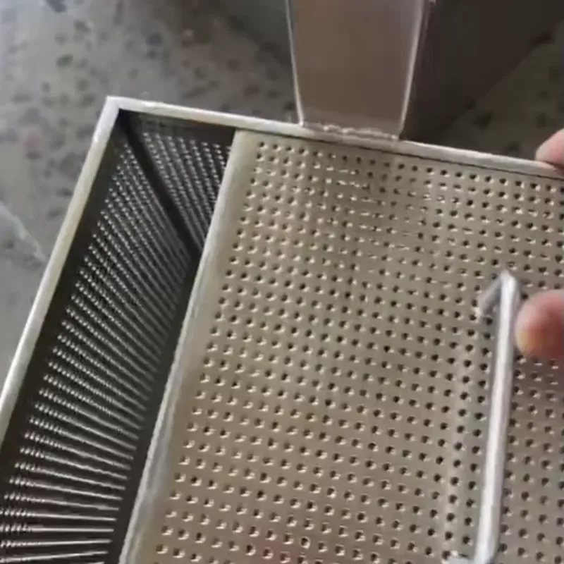 Custom Perforated Stainless Steel Handheld Basket for Parts Cleaning Titanium Mesh Tray Industrial Degreasing Tool Durable