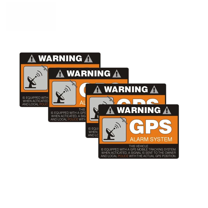 4 X Warning Car Sticker GPS Alarm System PVC Decal  Bumper Waterproof Auto Decors on Car Body Rear Window 8cm*5cm