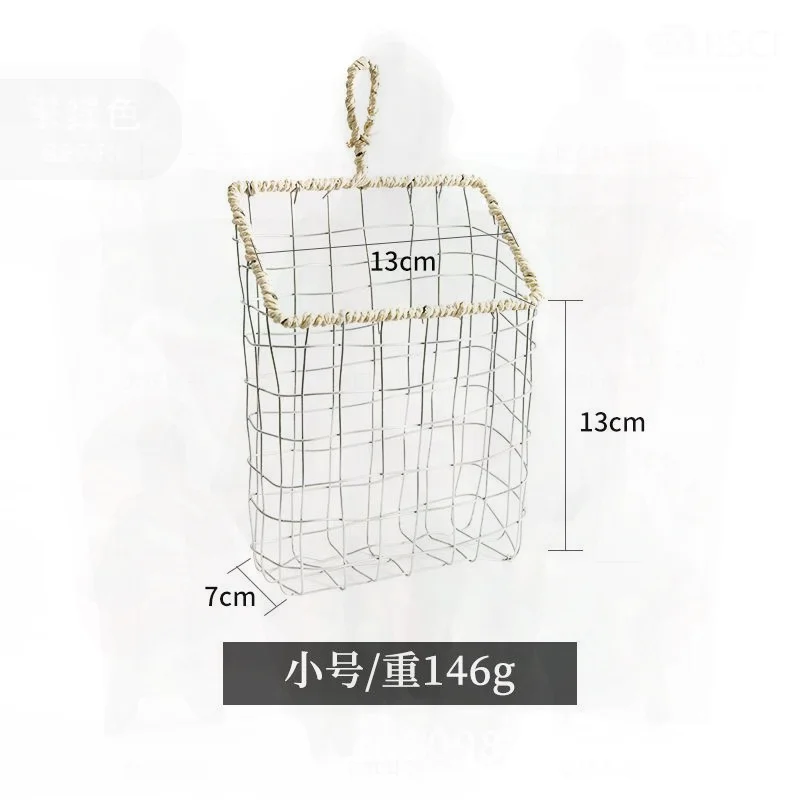 سلة تخزين معلقة على الحائط من الحديد المنسوج، كبيرة ومتوسطة وصغيرة الحجم، منظم مطبخ على الطراز الشمالي، رف كتب مجلة الخبز #3